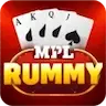 Rummy game cover on MPL platform featuring vibrant graphics and gameplay elements.